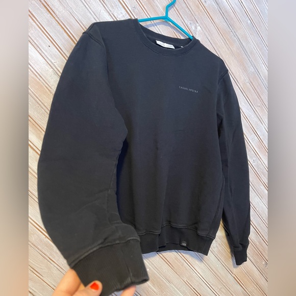Casual Friday black crewneck pullover sweater 100% cotton soft warm basic plain - Picture 7 of 11